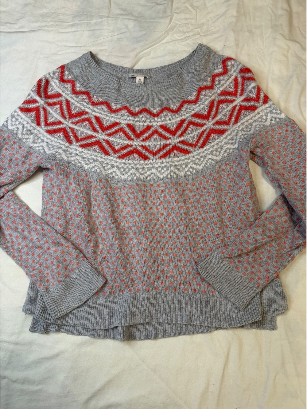 Gap Vintage Cotton Rabbit Hair Blend Fair Isle Crewneck Sweater S